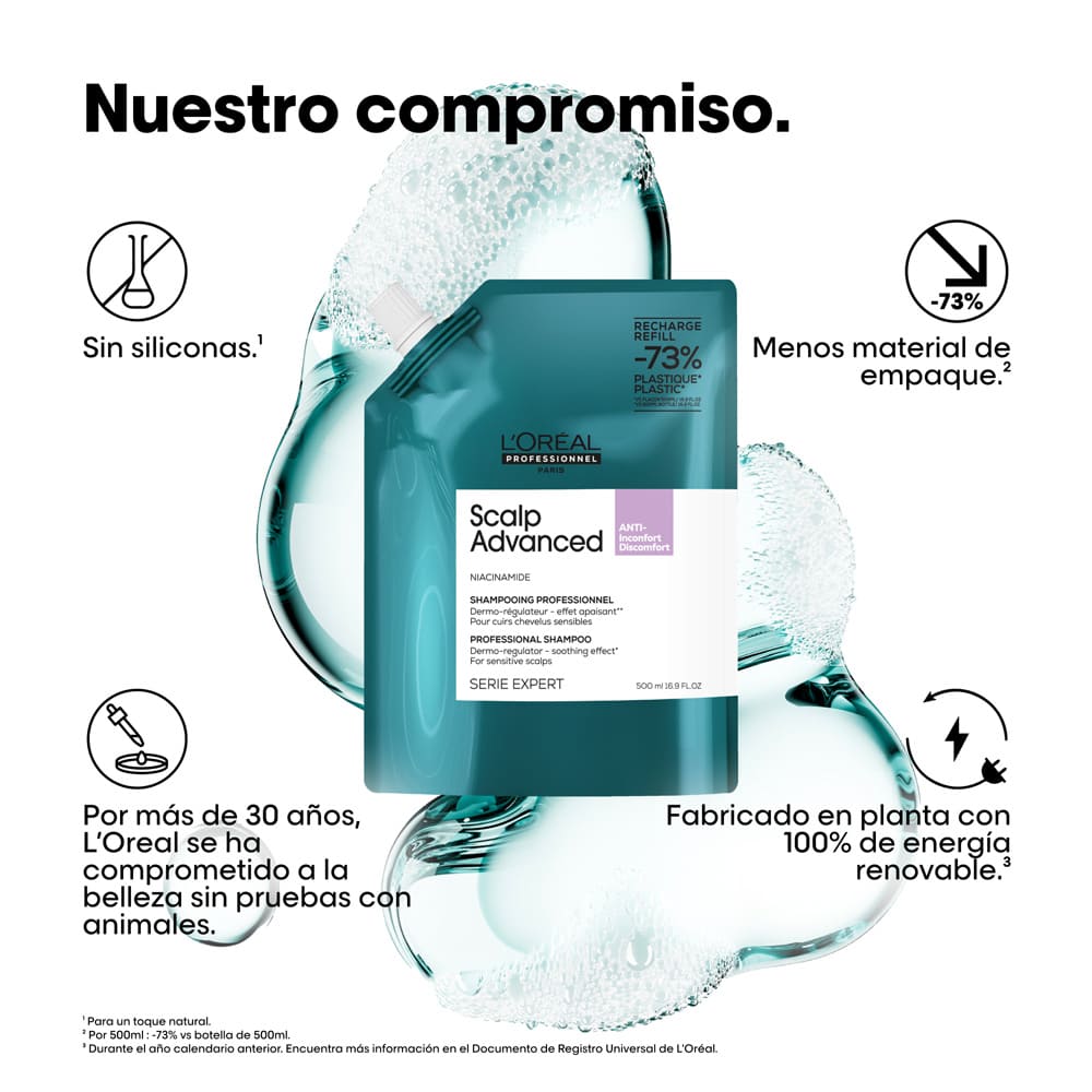 SHAMPOO REFILL L'ORÉAL PROFESSIONNEL SCALP ADVANCED (REFILL DE SHAMPOO PARA PARA CUERO CABELLUDO SENSIBLE )